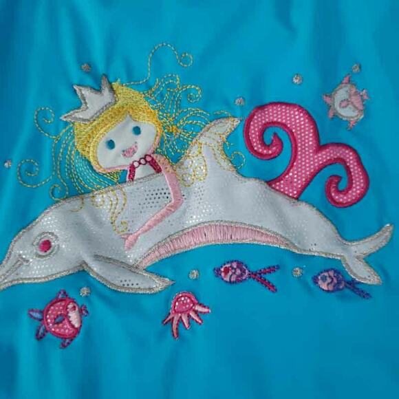 Dolphin Mermaid Swimsuit Coverup Dress Size 5 Girls Blue Pink - Picture 2 of 3